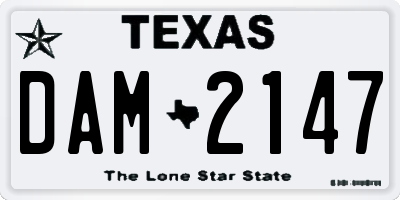 TX license plate DAM2147