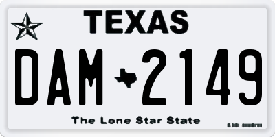 TX license plate DAM2149