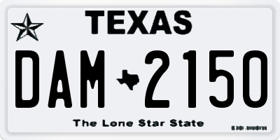 TX license plate DAM2150