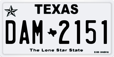 TX license plate DAM2151
