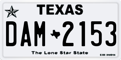 TX license plate DAM2153