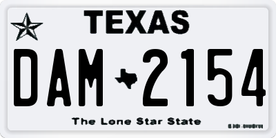 TX license plate DAM2154