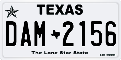 TX license plate DAM2156