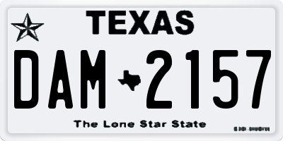 TX license plate DAM2157