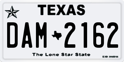 TX license plate DAM2162