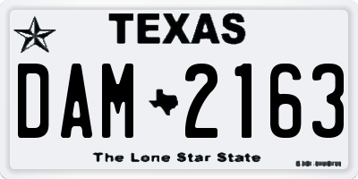 TX license plate DAM2163