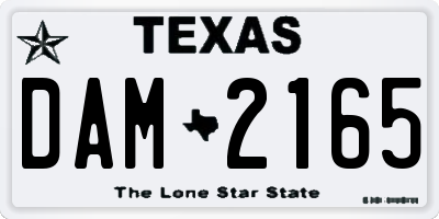 TX license plate DAM2165