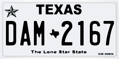 TX license plate DAM2167