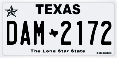 TX license plate DAM2172