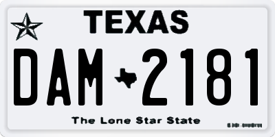 TX license plate DAM2181