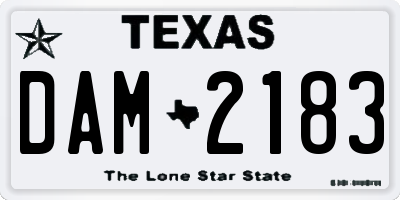 TX license plate DAM2183