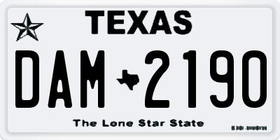 TX license plate DAM2190