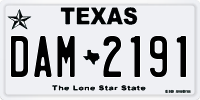TX license plate DAM2191
