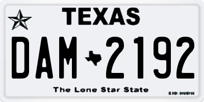 TX license plate DAM2192