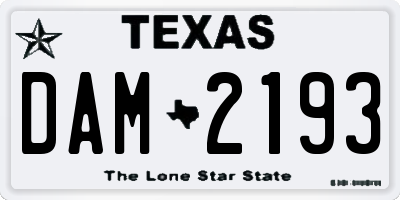 TX license plate DAM2193