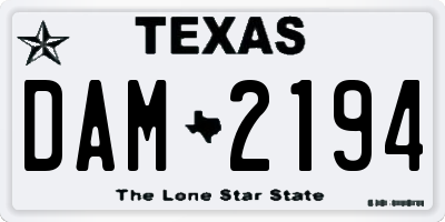 TX license plate DAM2194