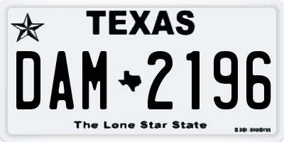TX license plate DAM2196