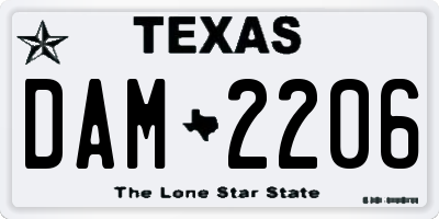 TX license plate DAM2206