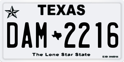 TX license plate DAM2216