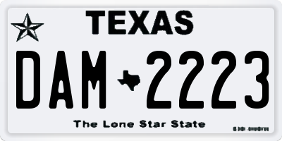 TX license plate DAM2223