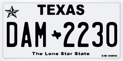 TX license plate DAM2230