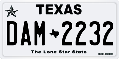 TX license plate DAM2232