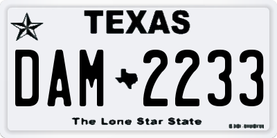 TX license plate DAM2233