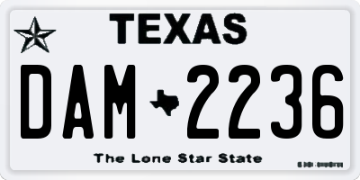 TX license plate DAM2236