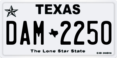 TX license plate DAM2250