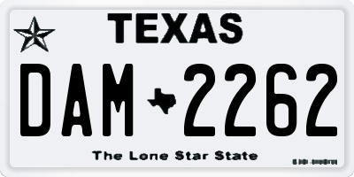 TX license plate DAM2262