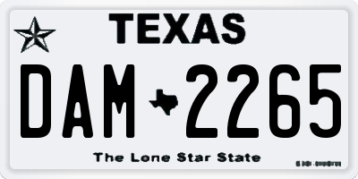 TX license plate DAM2265