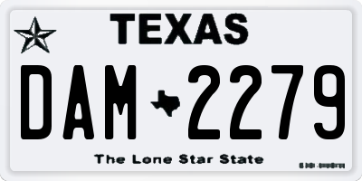TX license plate DAM2279