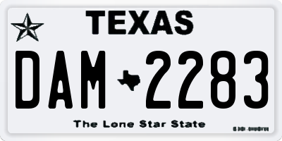 TX license plate DAM2283