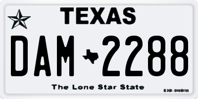 TX license plate DAM2288