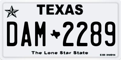 TX license plate DAM2289