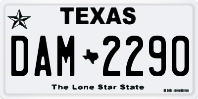 TX license plate DAM2290