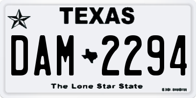 TX license plate DAM2294