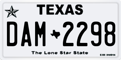 TX license plate DAM2298
