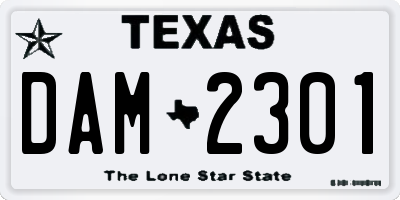 TX license plate DAM2301