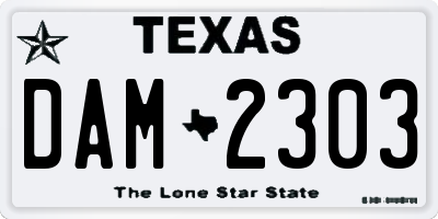 TX license plate DAM2303