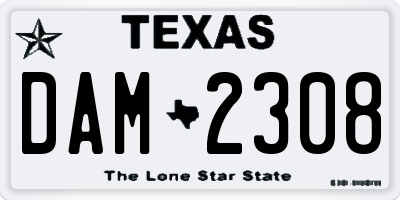 TX license plate DAM2308
