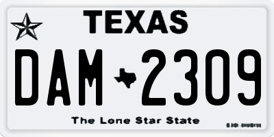 TX license plate DAM2309