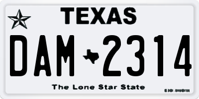 TX license plate DAM2314