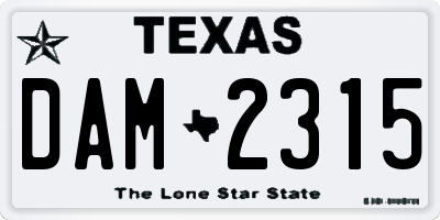 TX license plate DAM2315