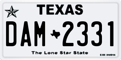 TX license plate DAM2331