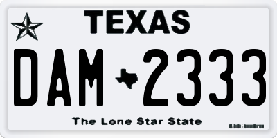 TX license plate DAM2333