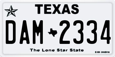 TX license plate DAM2334
