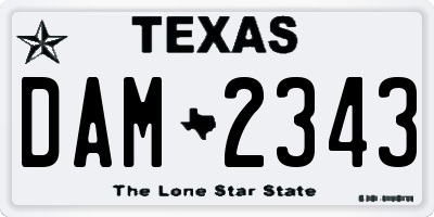 TX license plate DAM2343