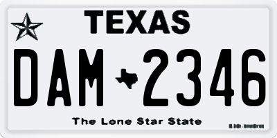 TX license plate DAM2346