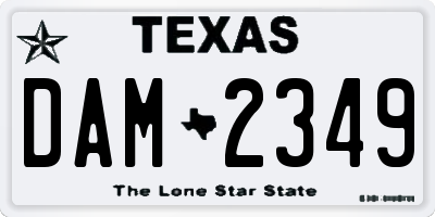 TX license plate DAM2349